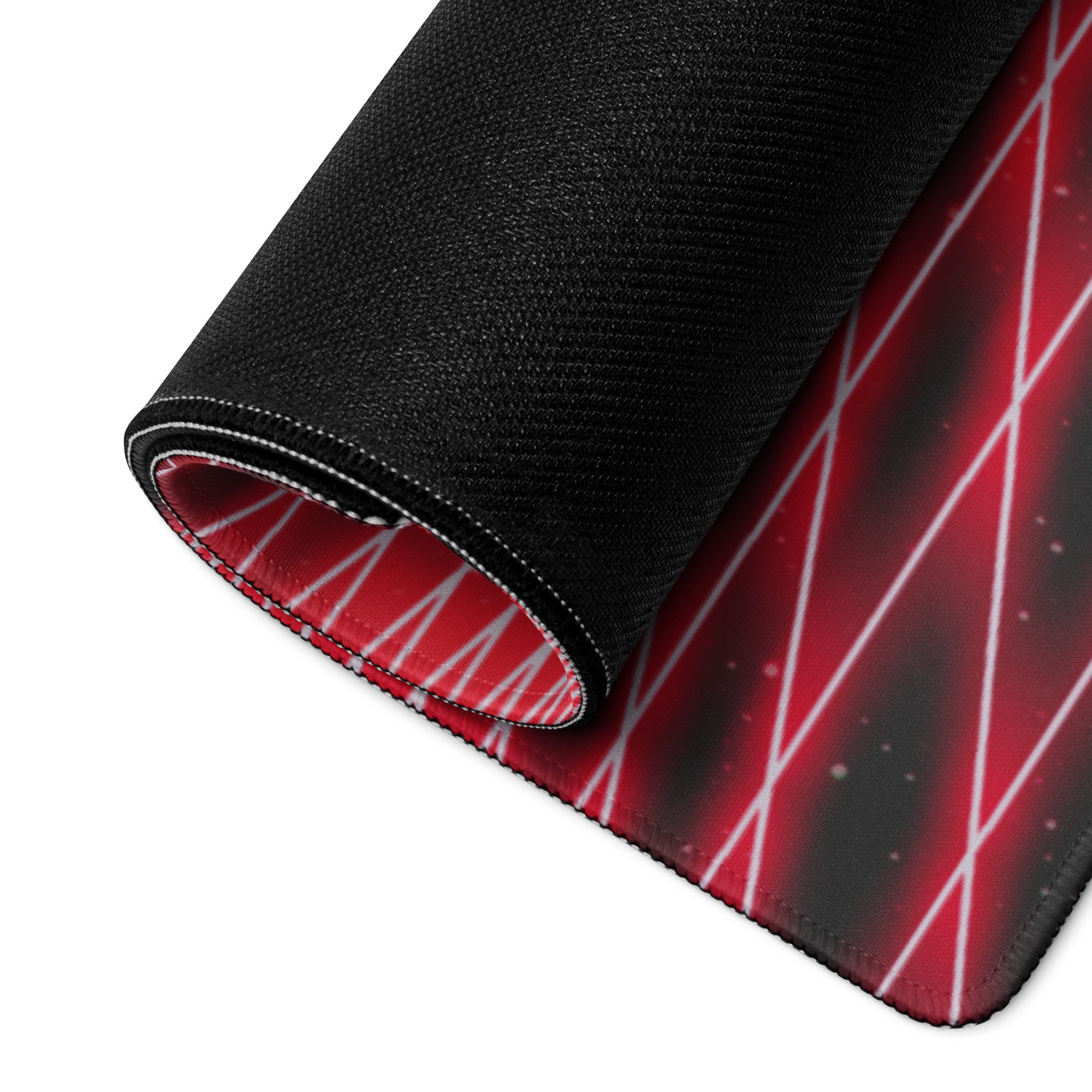 Red Neon Grid Gaming Pad - Mouse Pad Red Gaming Setup Cyberpunk Energetic Mood Large Desk Mat Digital Print