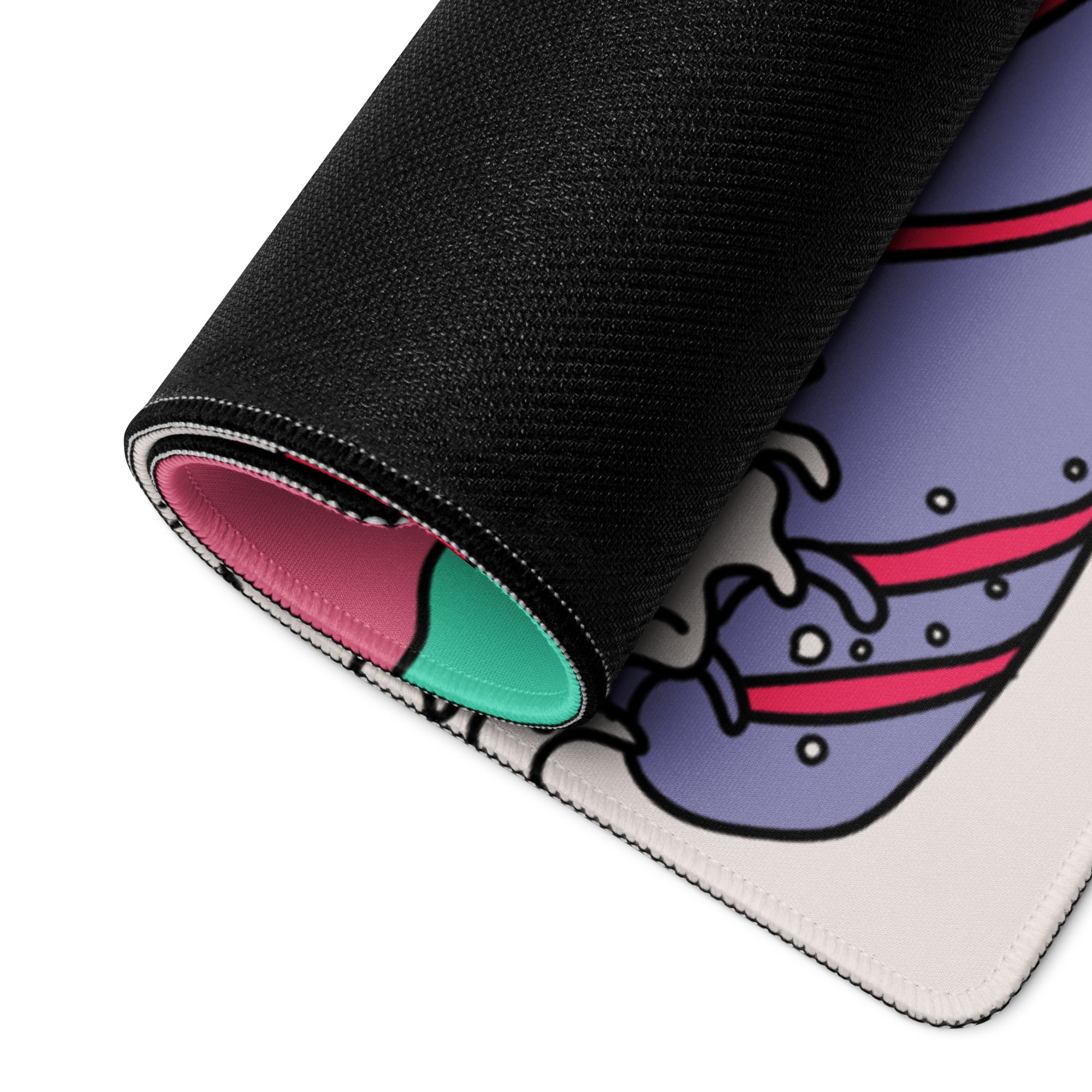Pink Wave Pop Art Gaming Mouse Pad - Ocean Wave Pink Teal Desk Pop Art Vibrant Modern Pop Esports Digital Art