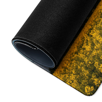 Stormy Canola Field Desk Pad - Landscape Canola Field Yellow Blue Gaming Desk Photo Print - Dramatic Mood Wall Art Photo