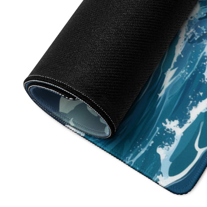 Stormy Island Oasis Mouse Pad - Tropical Navy Blue Palms Desk Digital Moody Coastal Decor Gaming Mat