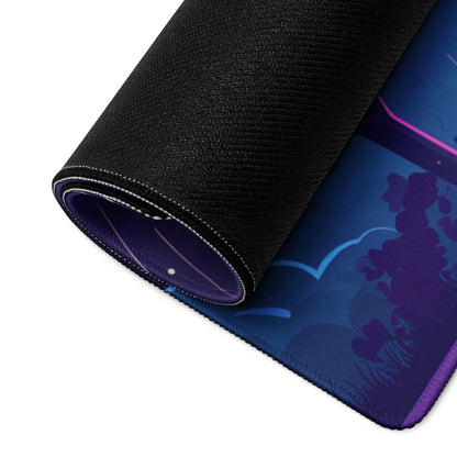 Nebula Storm Gaming Pad - Gaming Mouse Pad Purple Blue Desktop Cyberpunk - Stormy Futuristic Lightning Desk Mat Digital Art