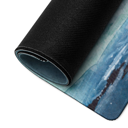 Calm Ocean Wave Seascape Mouse Pad - Ocean Wave Seascape Blue Teal Watercolor Desk Serene Mood Coastal Nautical