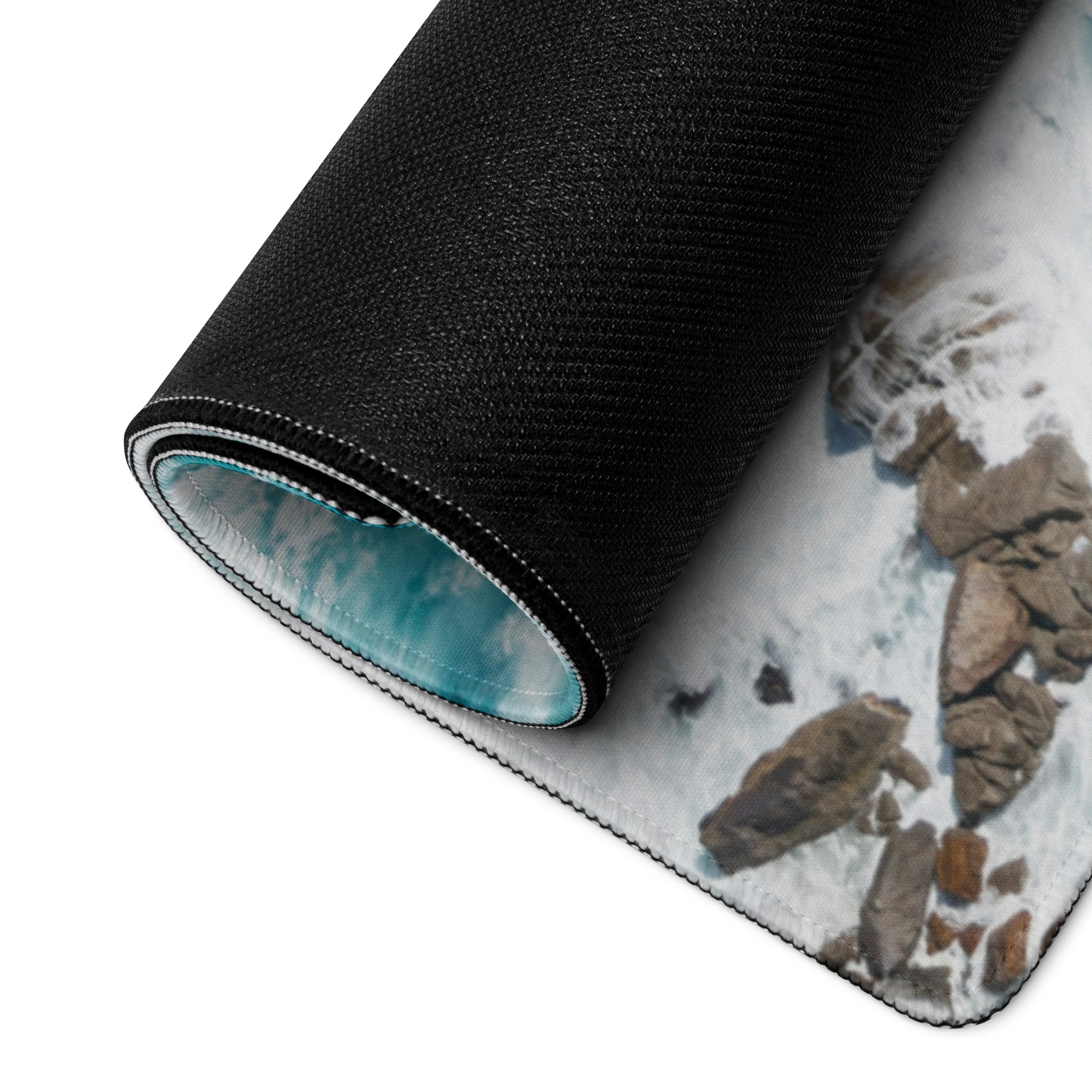 Azure Ocean Wave Desk Pad - Ocean Waves Blue Turquoise Desk Pad Modern Serene Mood Coastal Nautical Office Gaming Photo