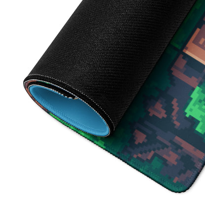 Pixel Forest Adventure Mouse Pad - Landscape Blue Green Desk Pixel Art Playful Mood Retro Gaming Decor Pixel Art Mousepad