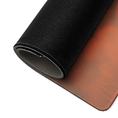 Inferno Warrior Large Gaming Mouse Pad - Silhouette Orange Flames Desk Setup Digital Art Intense Mood Esports Decor