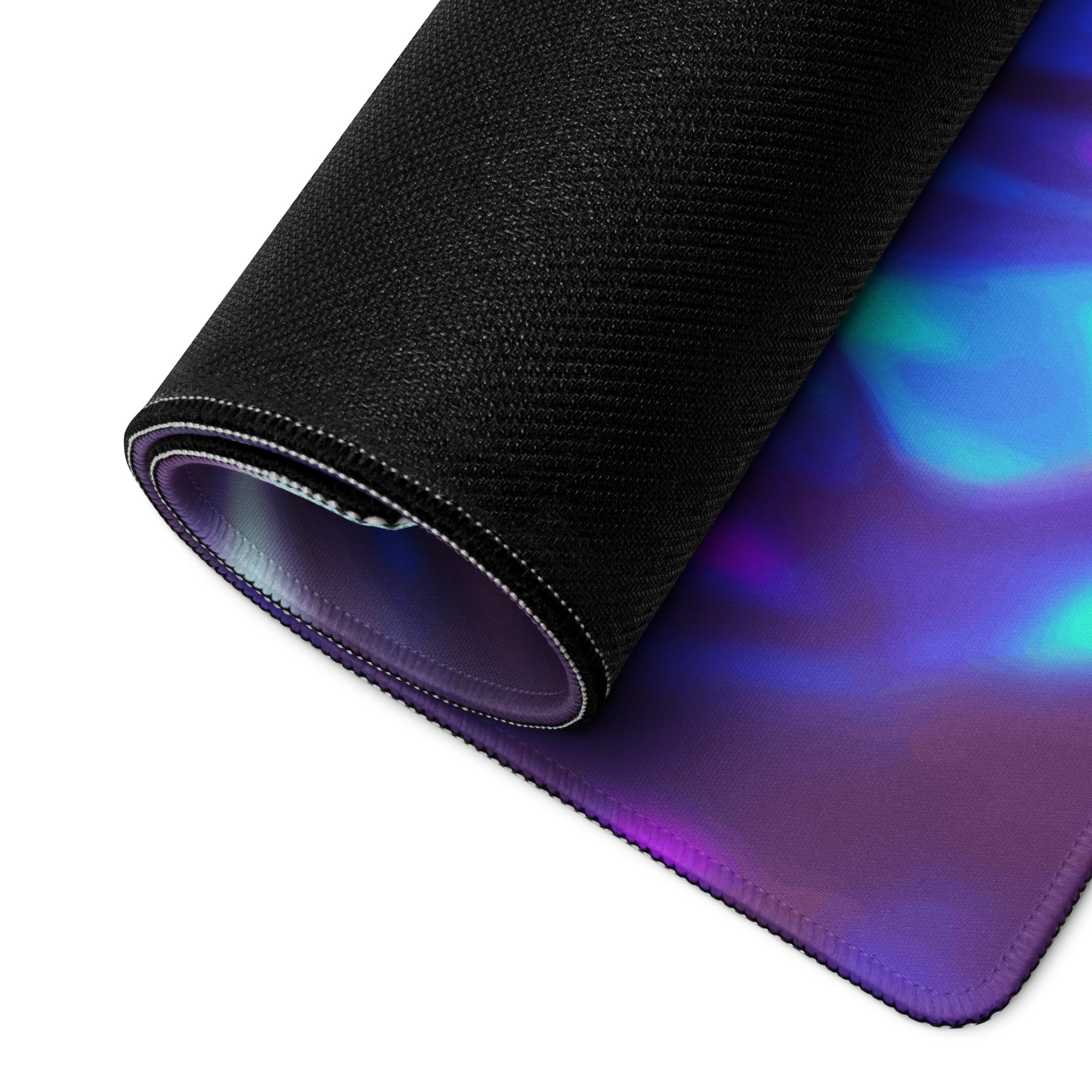 Neon Anime Portrait Gaming Mouse Pad - Anime Portrait Purple Blue Gaming Desk Cyberpunk Art Energetic Mood Esports Pad Digital Art