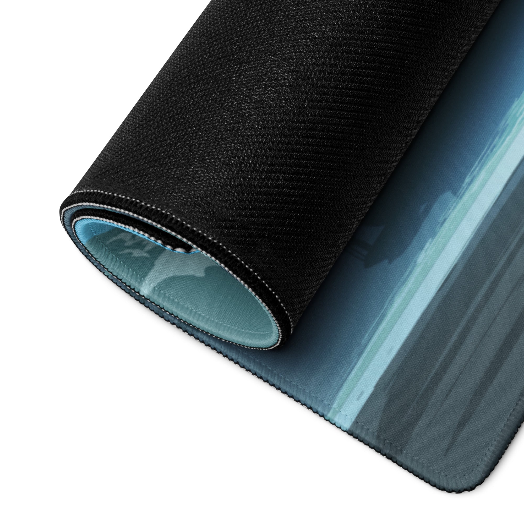 Azure Neon Cityscape Gaming Pad - Cityscape Blue Desk Mat Gaming Sci Fi Art | Moody Cinematic Futuristic Anime Inspired