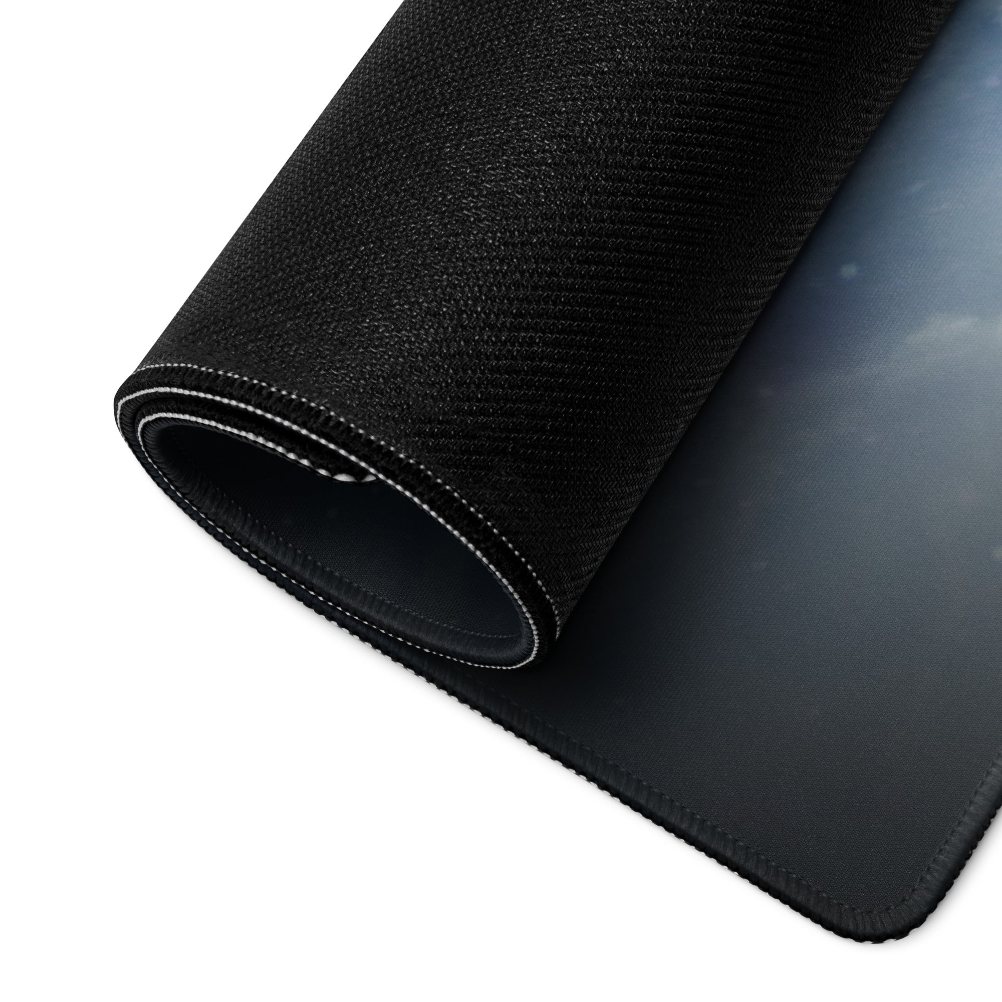 Moonlit Samurai Gaming Mouse Pad - Samurai Moon Blue Gaming Desk Mat Nightscape Silhouette Oriental Style Fabric