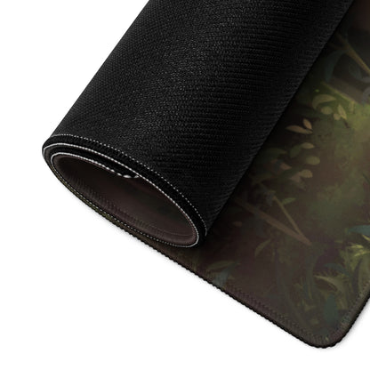 Forest Dawn Gaming Mouse Pad - Forest Scene Green Brown Desk Painterly Calm Natural Woodland Desk Mat Digital