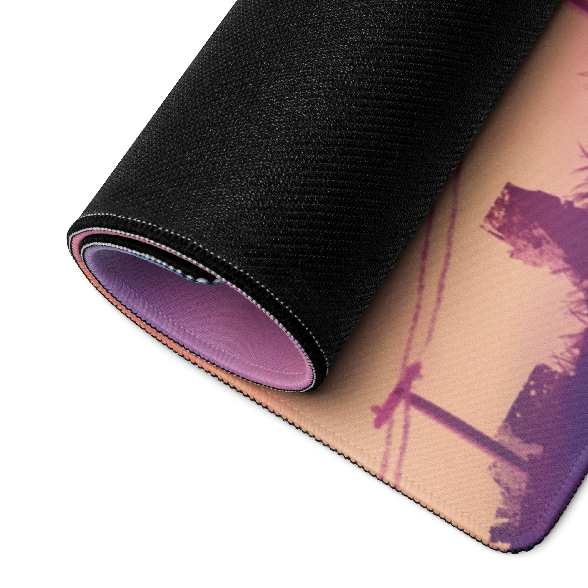 Pastel Sunset Path Mouse Pad - Mouse Pad Purple Pink Gradient Desk Setup Dreamy Modern Gaming Desk Digital Print