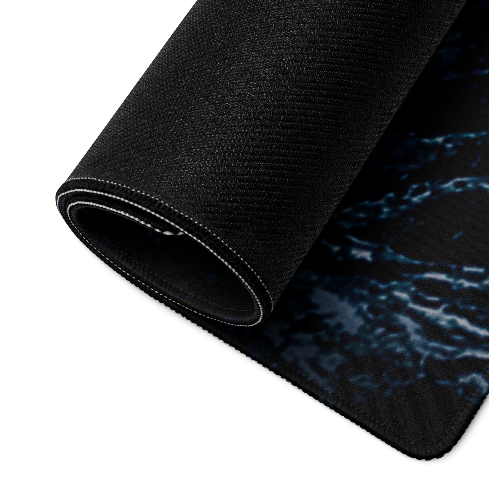 Cosmic Orbit Gaming Mouse Pad - Space Scene Blue Black Orange Desk Setup Moody Futuristic Minimalist Space Decor Print