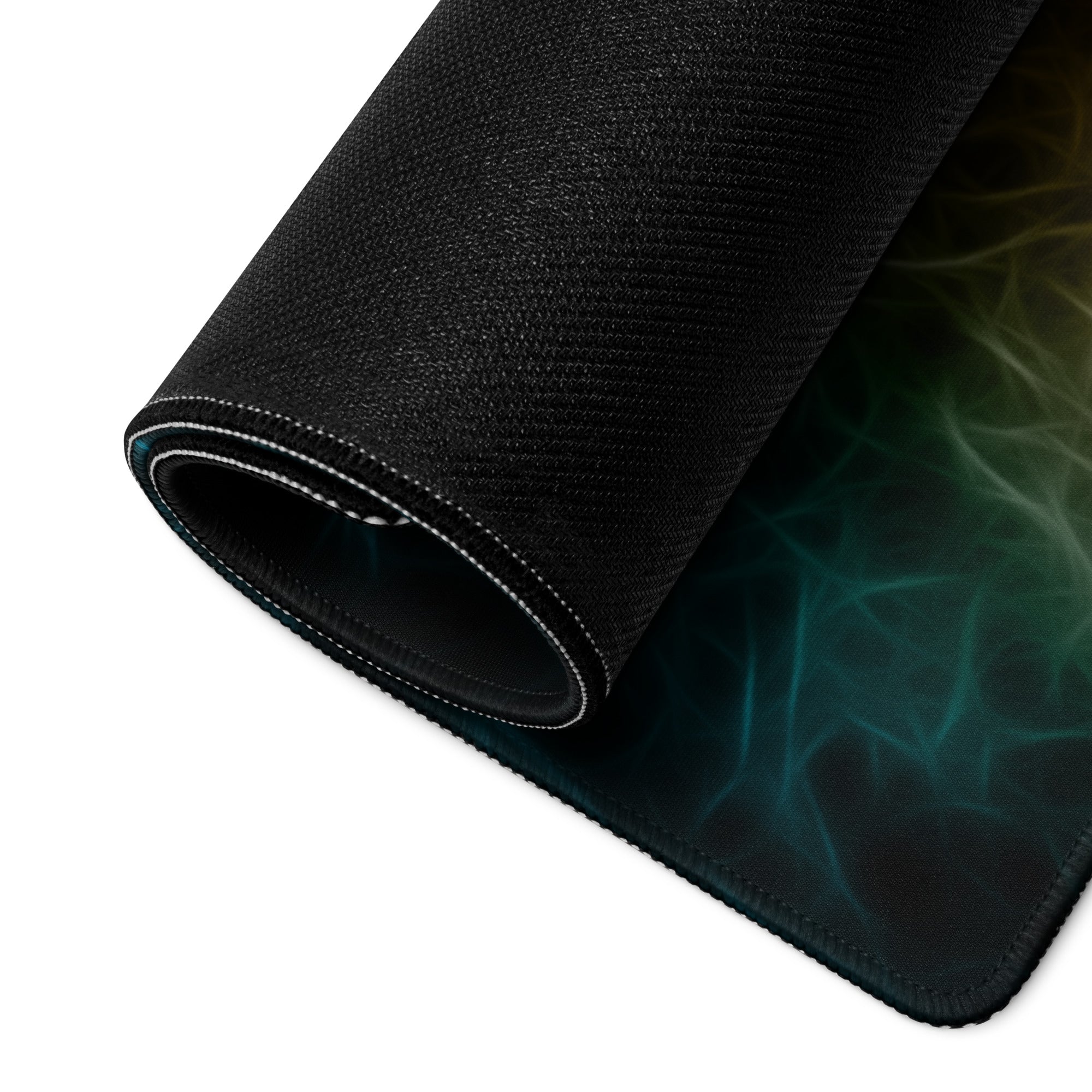 Cat Portrait Mouse Pad Multicolor Neon Gaming Desk Fractal Art - Mood Cyberpunk, Modern Minimal, Large Mouse Pad