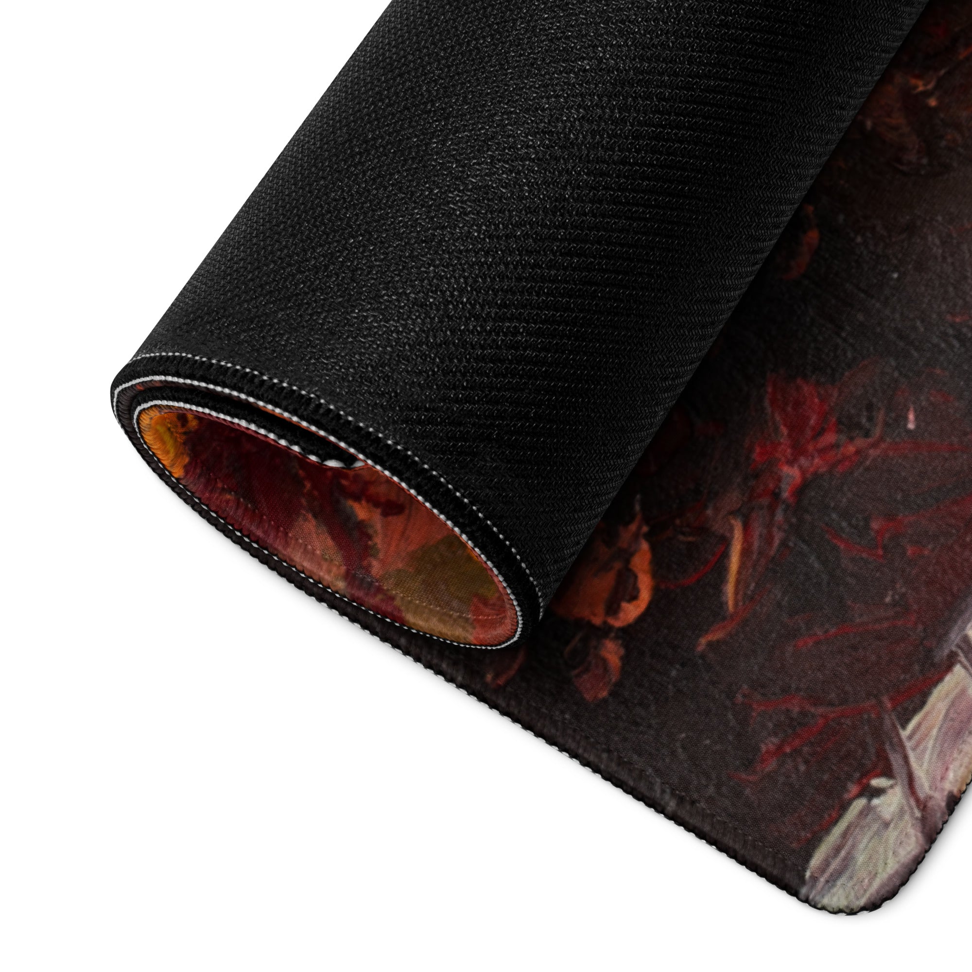 Autumn Ember Abstract Pad - Mouse Pad Autumn Orange Black Desk Office Abstract - Cozy Modern Rustic Gaming Desk Oil