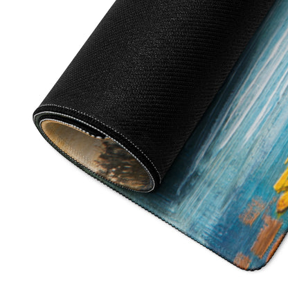 Sunset Landscape Impressionist Mouse Pad - Landscape Sunset Orange Blue Desk | Calm Mood; Modern Desk Decor; Oil Art