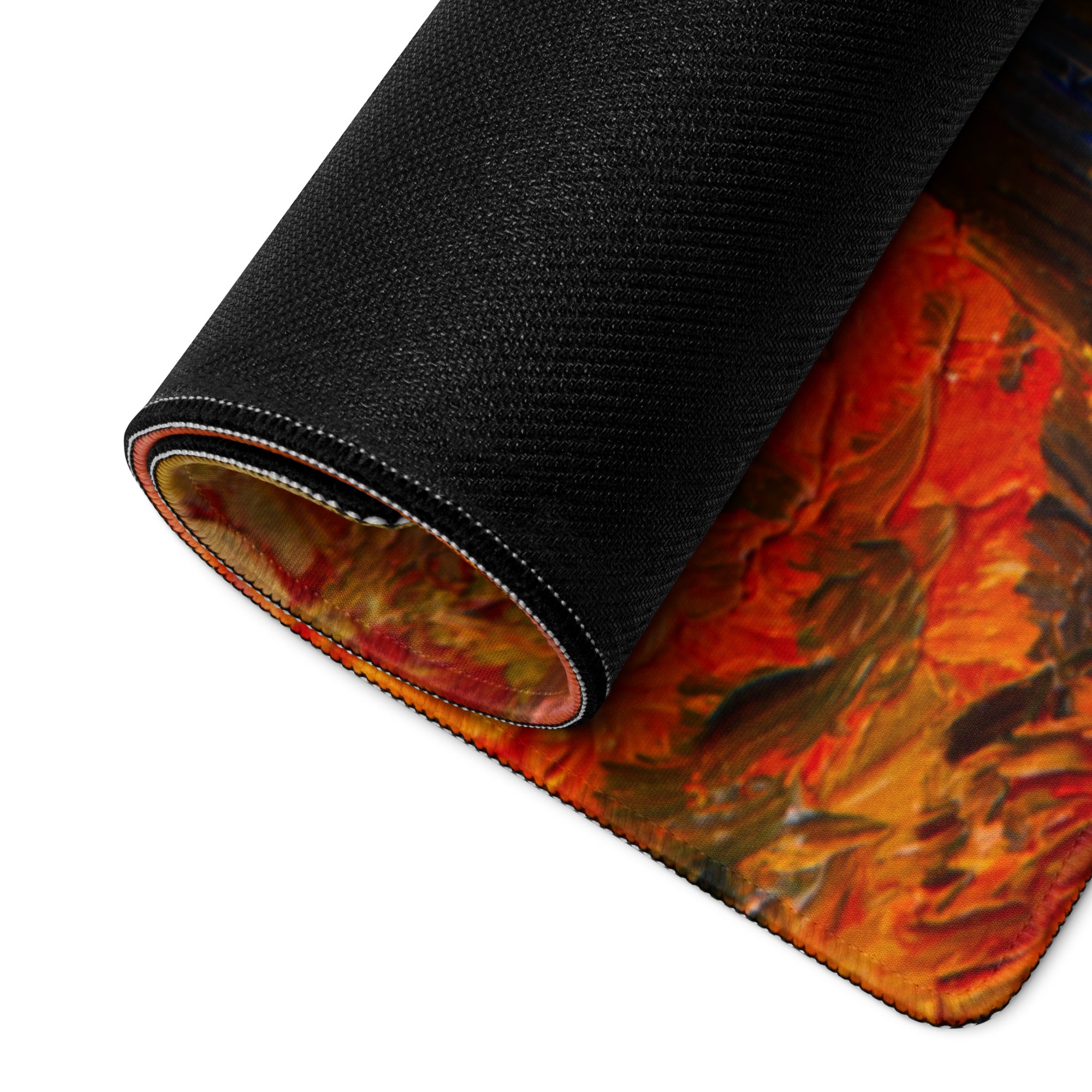 Autumn Landscape Gaming Mouse Pad - Autumn Orange Red Desk Impressionist Oil Warm Cozy Mood Contemporary Office Non Slip