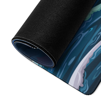 Stormy Sea Navigator Mouse Pad - Mouse Pad Navy Blue Desk Illustrated Dramatic Nautical Modern Gaming Digital