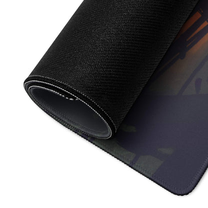 Fiery Winged Battle Art Mouse Pad - Gaming Mouse Pad Black And Orange Gaming Desk Dark Fantasy Intense Mood Desk Mat