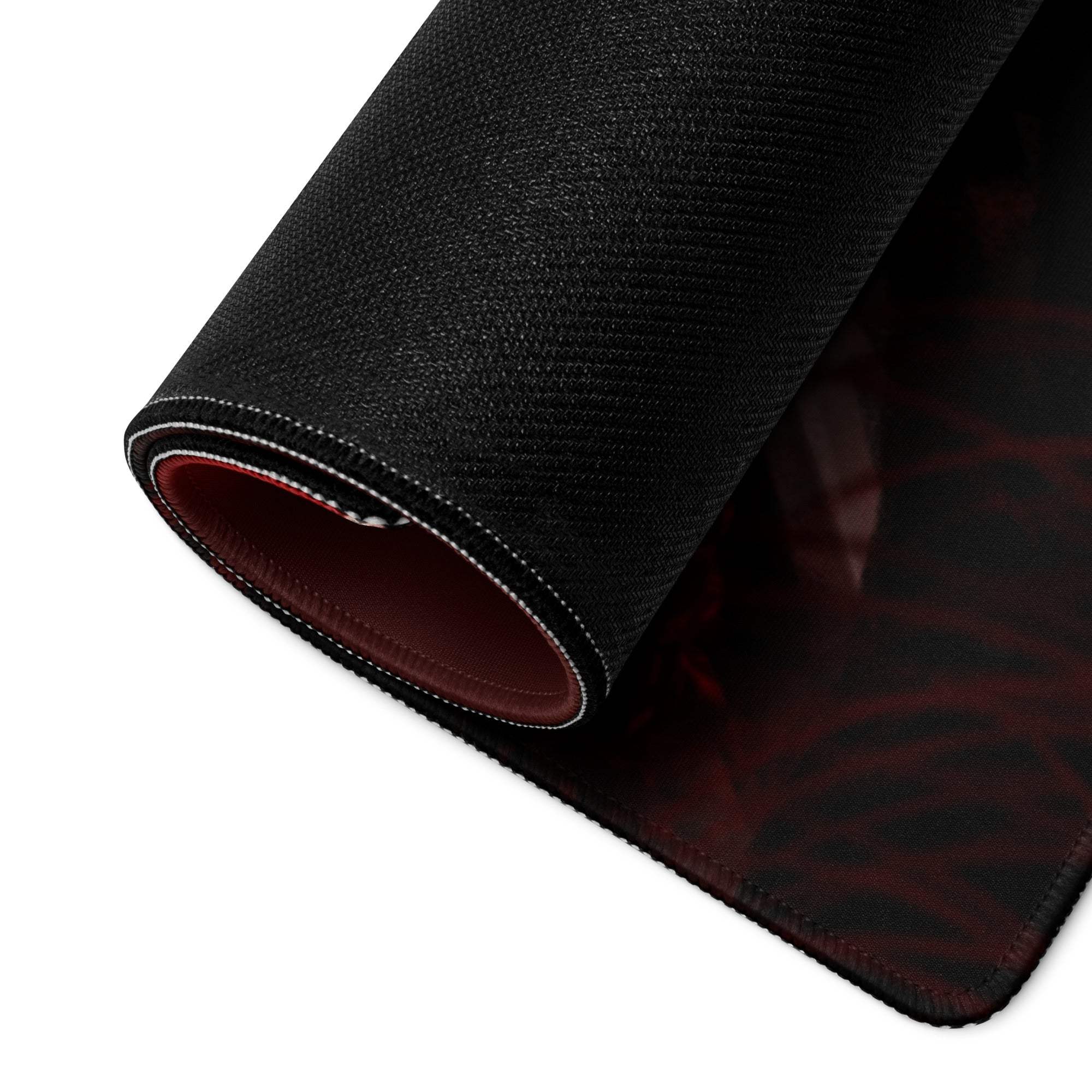 Crimson Fury Gaming Mouse Pad - Gaming Mouse Pad Red Black For Desk Anime Art Large Non Slip Edge Stitch Digital Print