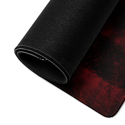 Crimson Oni Gaming Mouse Pad - Oni Red Black Gaming Desk Cyberpunk Intense Moody Minimalist Gamer Large Non Slip Stitched