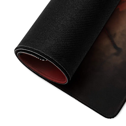 Crimson Fury Gaming Mouse Pad - Gaming Mouse Pad Red Black Desk Abstract Intense Techno Esports Large Size Digital Art
