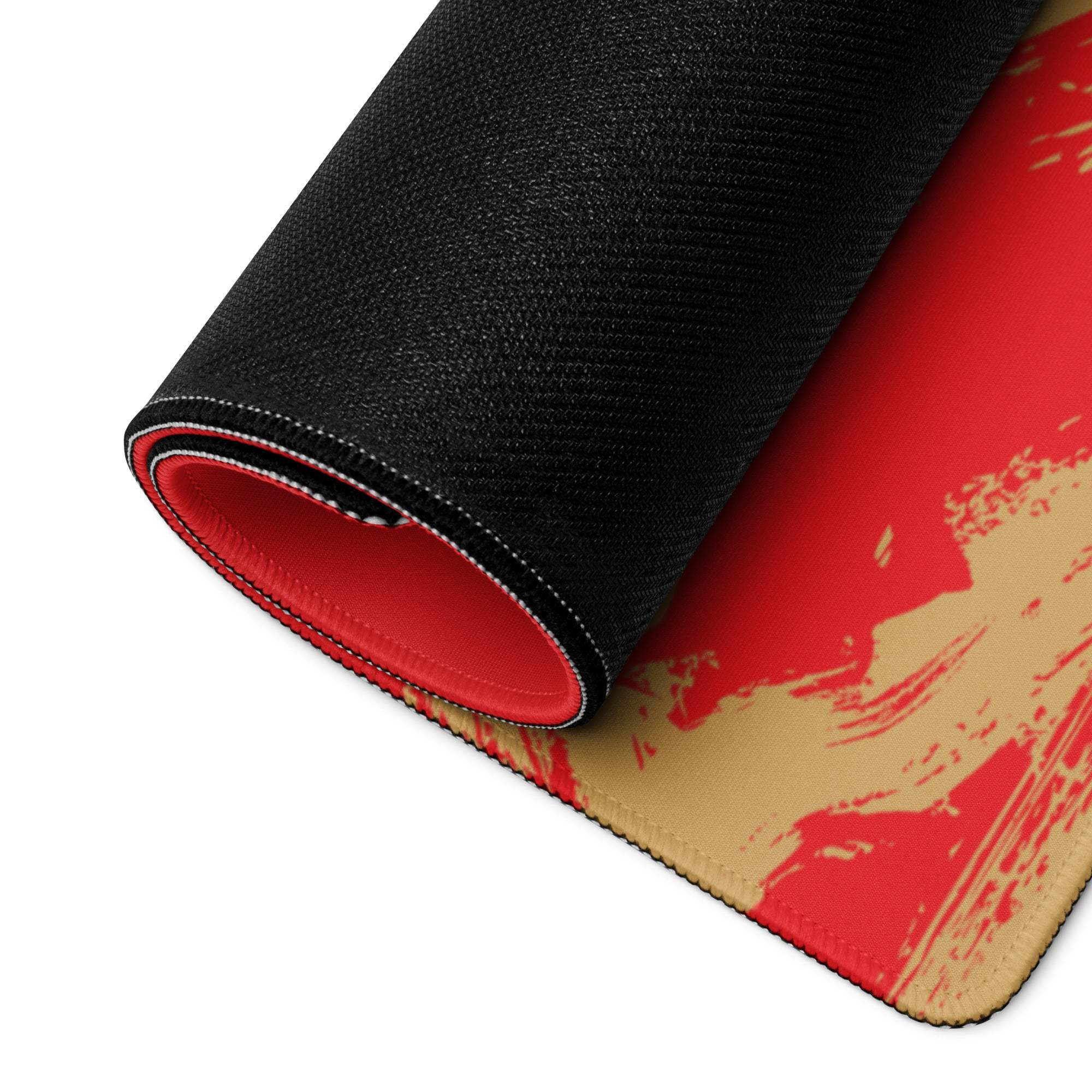 Crimson Gallop Gaming Mouse Pad - Gaming Mouse Pad Red Gold Desk Modern Dynamic Mood Esports Gift Brushstroke