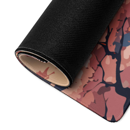 Fuji Mountain Sakura Desk Pad - Mount Fuji Pink Sakura Desk Pad Modern Zen Calm Mood Japanese Minimal Gamers Art