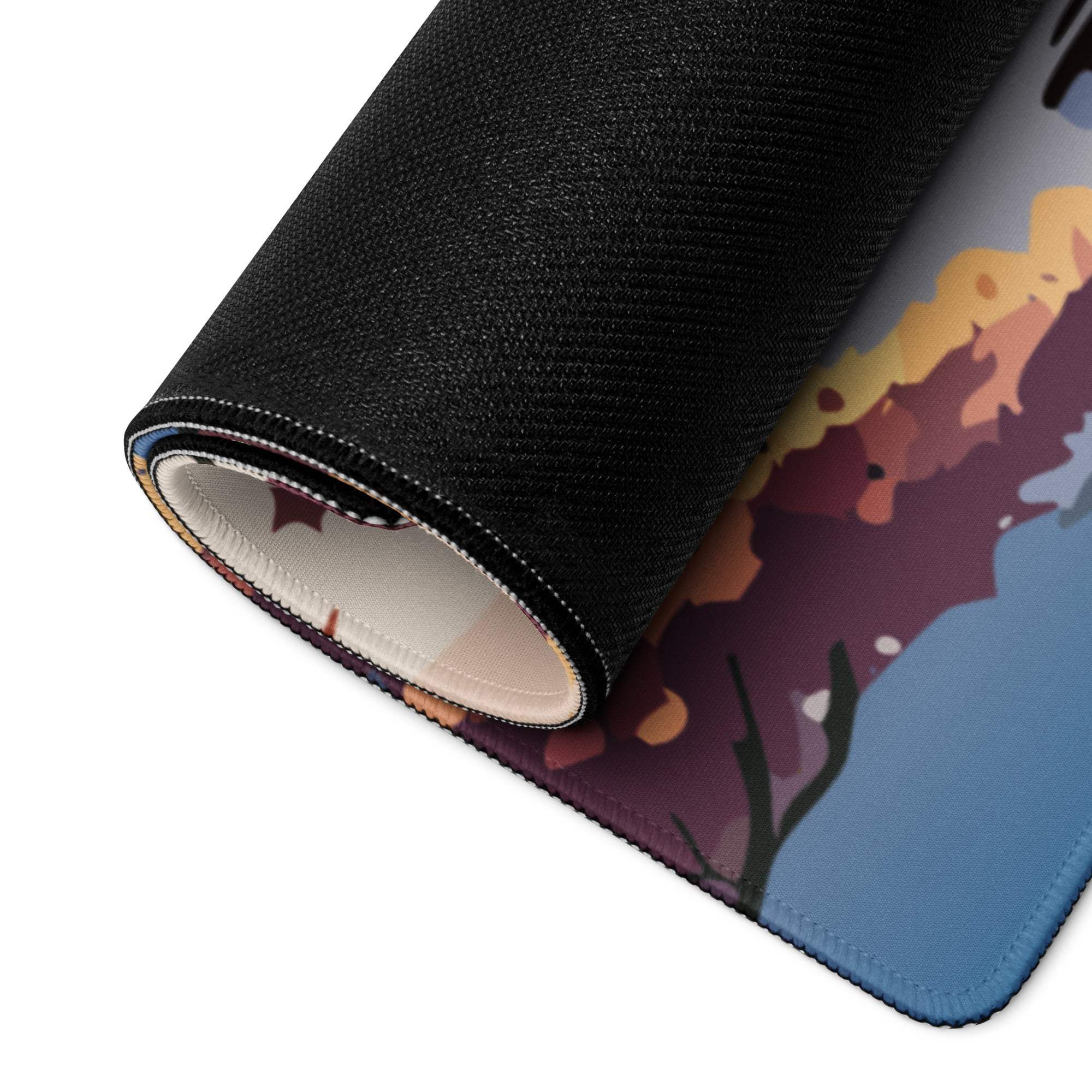 Fuji Mountain Zen Gaming Pad - Gaming Mouse Pad Orange Pink Blue Mount Fuji Japanese Ukiyo-e Serene Mood Modern Desk