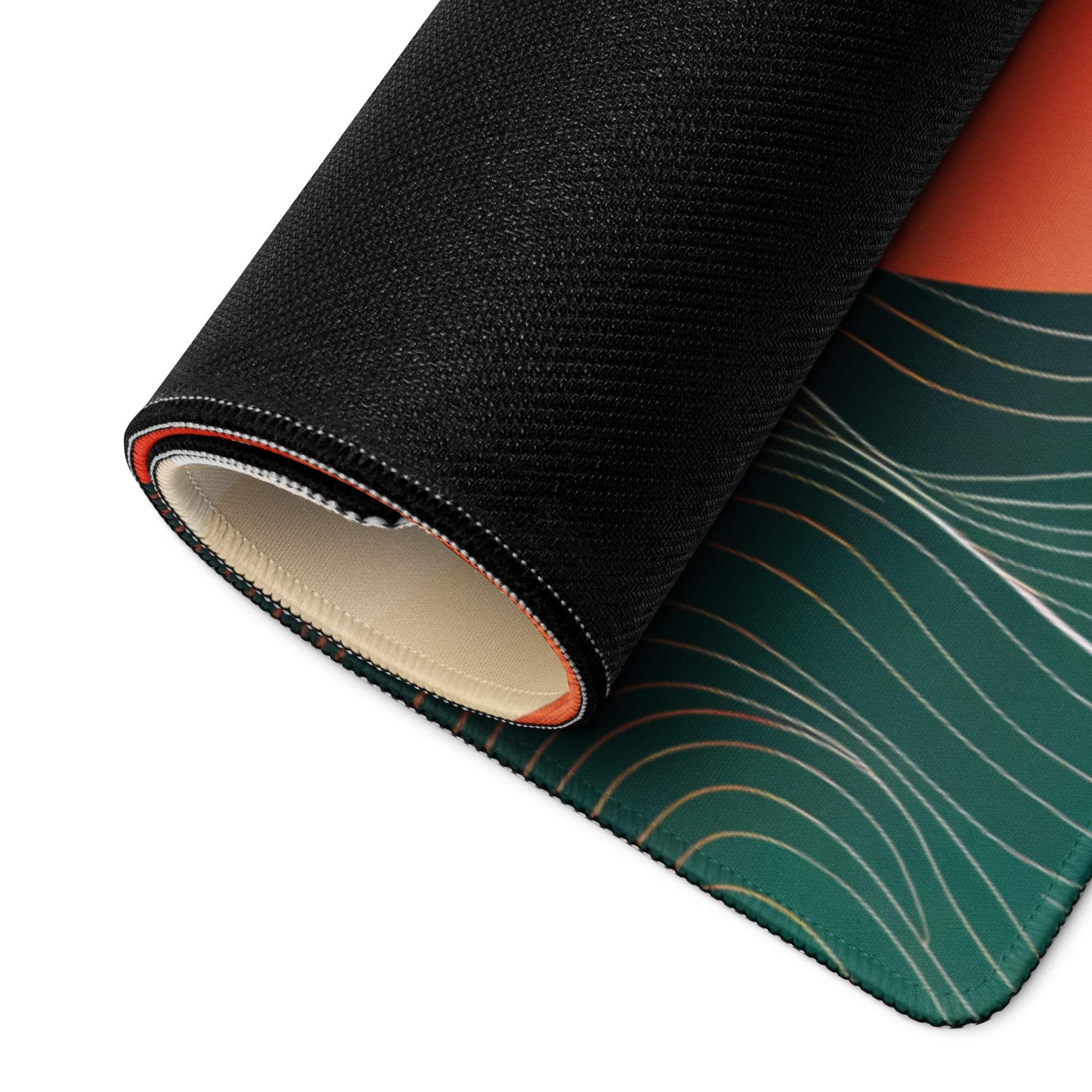 Sunset Wave Pro Gaming Pad - Gaming Mouse Pad Peach Orange Desk Modern Abstract - Warm Modern Gaming Setup Digital Art
