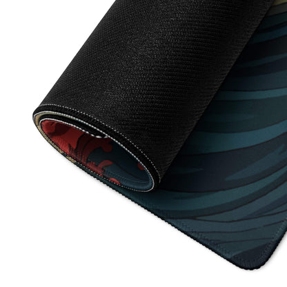 Ocean Wave Gaming Mouse Pad - Gaming Mouse Pad Red Navy Teal Desk Ukiyoe Dramatic Mood Modern Desk Decor Gaming Desk Mat