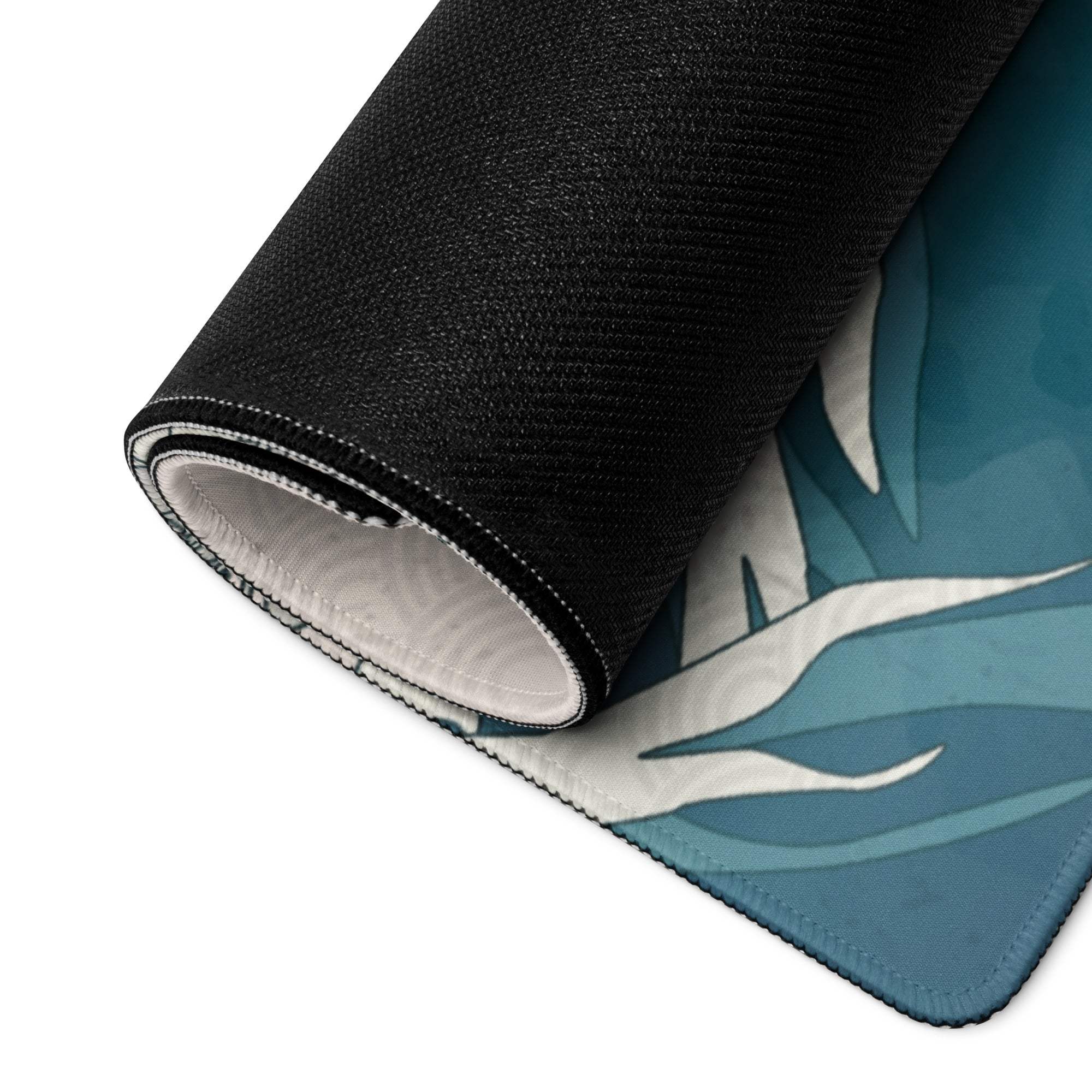 Mount Fuji Wave Desk Pad - Mouse Pad Teal Orange Desk Ukiyoe Vibrant Mood Japanese Inspired Decor Style Print