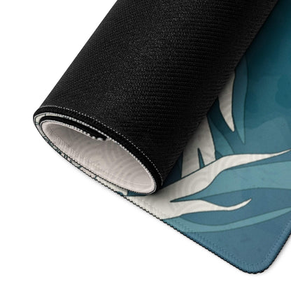 Mount Fuji Wave Desk Pad - Mouse Pad Teal Orange Desk Ukiyoe Vibrant Mood Japanese Inspired Decor Style Print