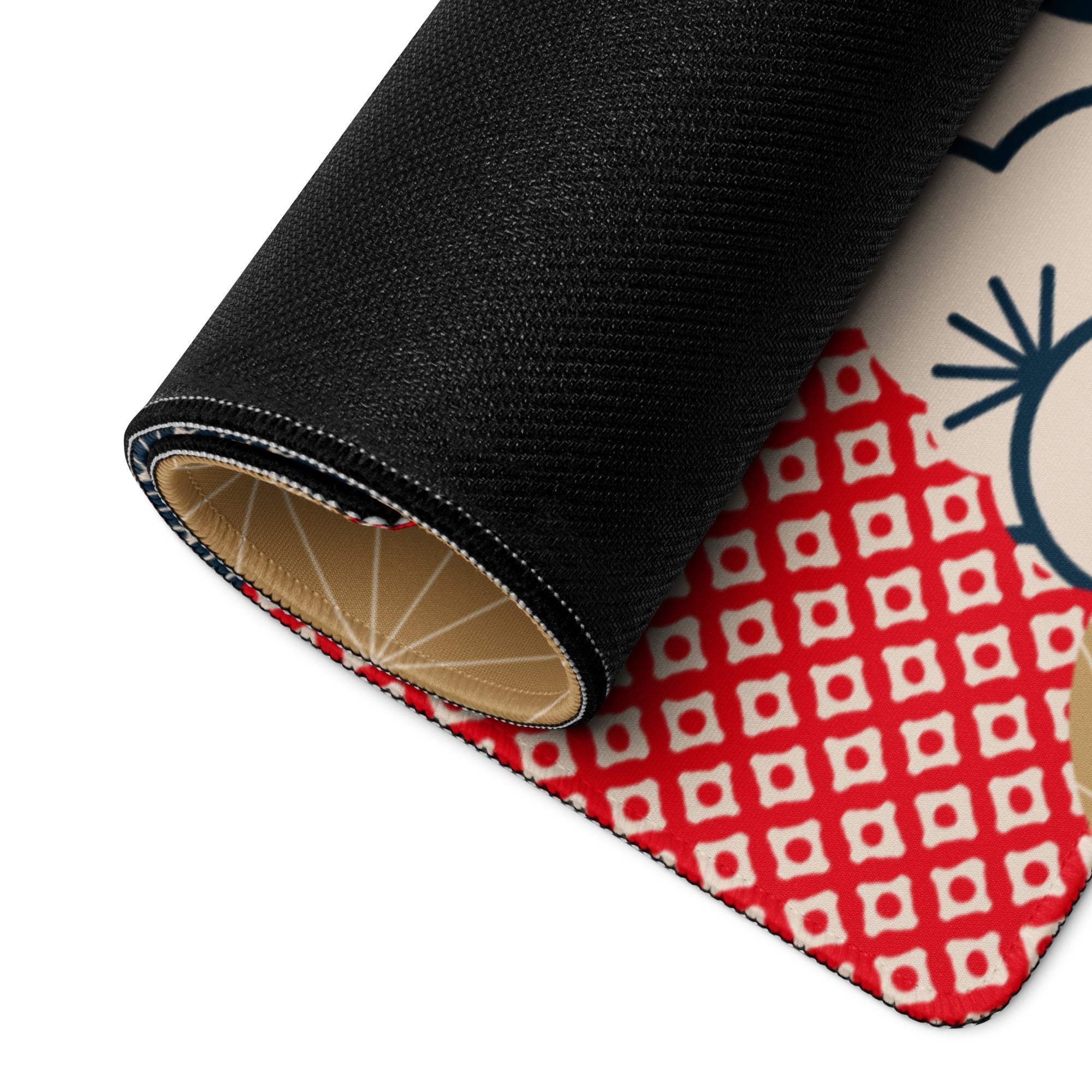 Navy Gold Floral Gaming Mouse Pad - Gaming Mouse Pad Navy Blue Gold Beige Floral Desk Vibrant Mood Modern Floral Print