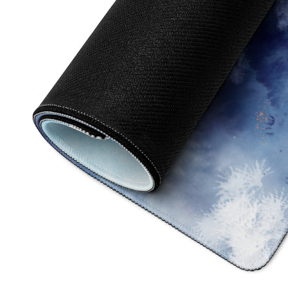 Blue Mountain Serenity Desk Pad - Mouse Pad Blue White Home Office Watercolor Landscape Calm Zen Minimalist Gaming Desk Mat Watercolor