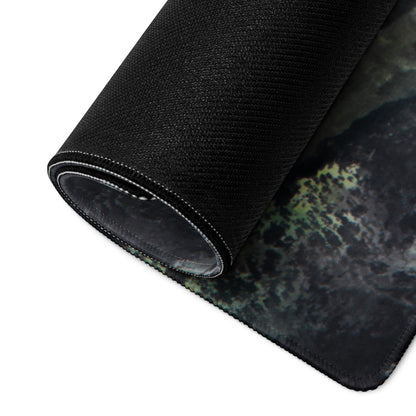 Mist Mountain Gaming Pad - Mountain Landscape Gray Green Desk Pad Watercolor Calm Mood Minimal Nordic Accessory Print