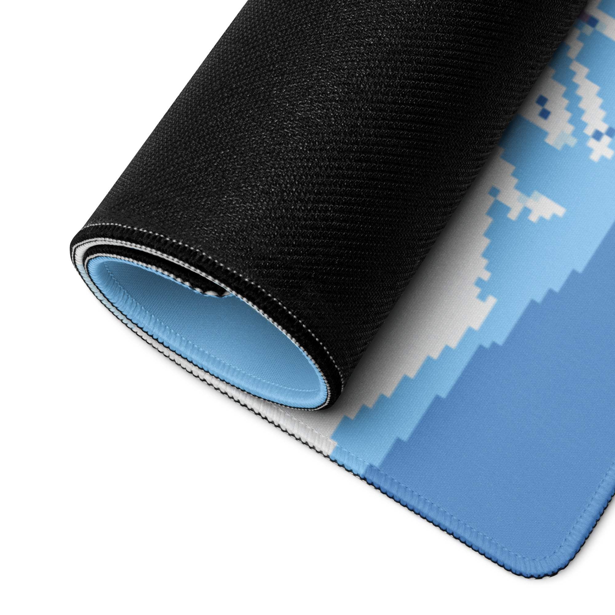 Mountainside Pixel Gaming Mouse Pad - Mountain Blue White Gaming Pixel Art Epic Modern Gaming Desk Mat Pixel Art