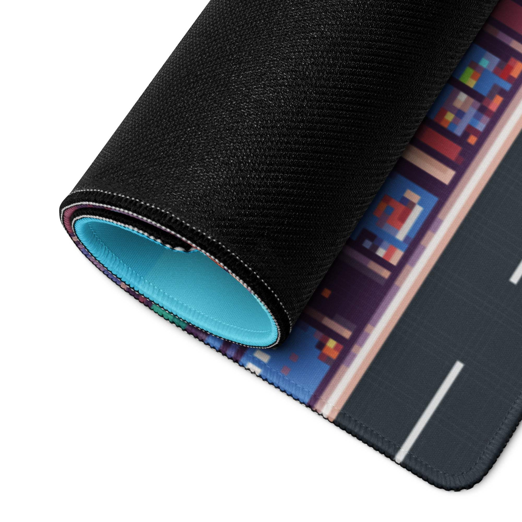 Pixel City Skyline Gaming Mouse Pad - City Skyline Blue Gaming Pixel Art Vibrant Urban Modern Large Desk Pad Non Slip