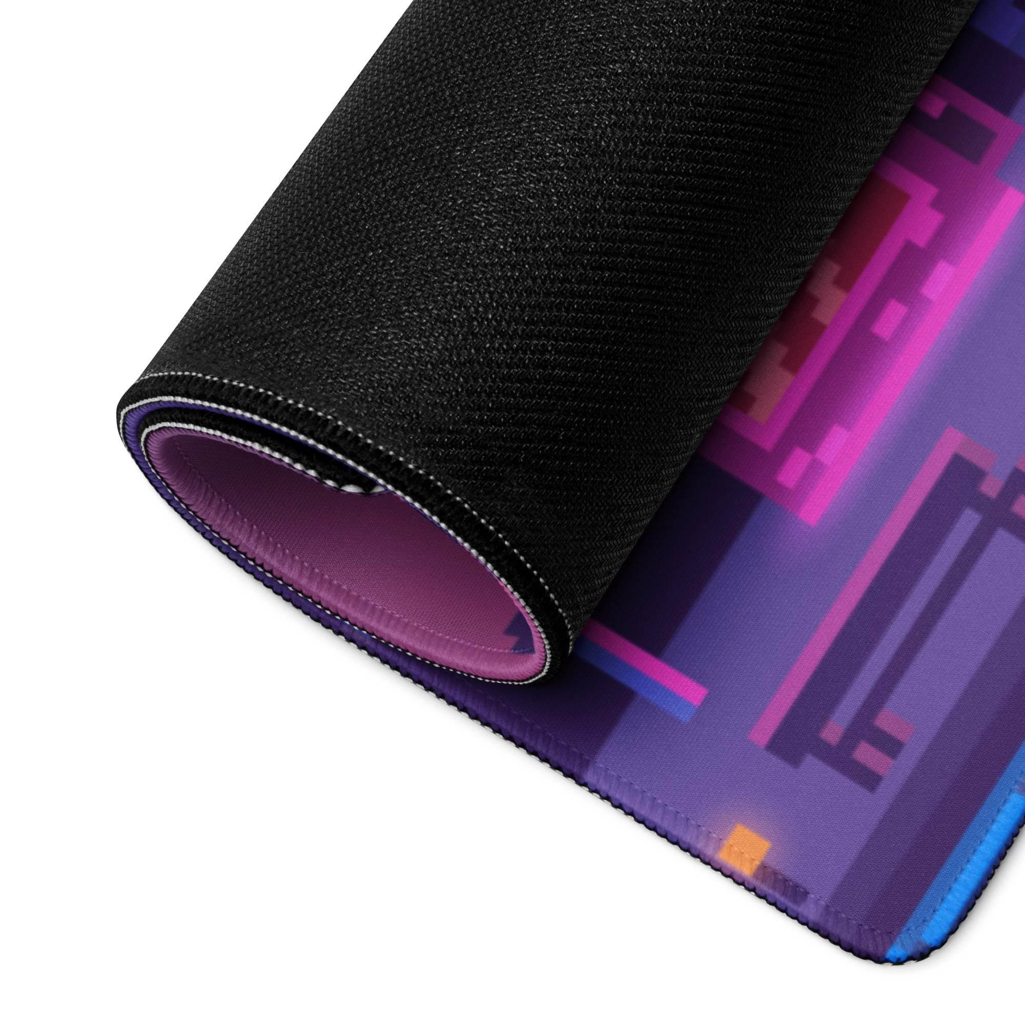 Neon City Pixel Mouse Pad - Gaming Mouse Pad Purple Blue Neon Desk Cyberpunk Vibrant Futuristic Neon Cityscape Pixel Art