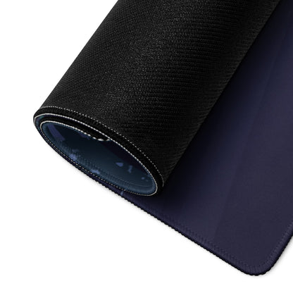 Mercedes-AMG GT Inspired Black Blue Vaporwave Gaming Mouse Pad, Moody Sports Car Desk Mat with Neon Forest Road Artwork and Cyberpunk Style