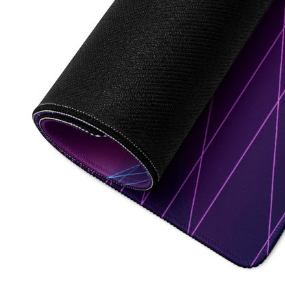 BMW M4 F82 Inspired Red Purple Vaporwave Gaming Mouse Pad, Neon Sports Coupe Desk Mat with Retro Futuristic City Grid Sunset Artwork