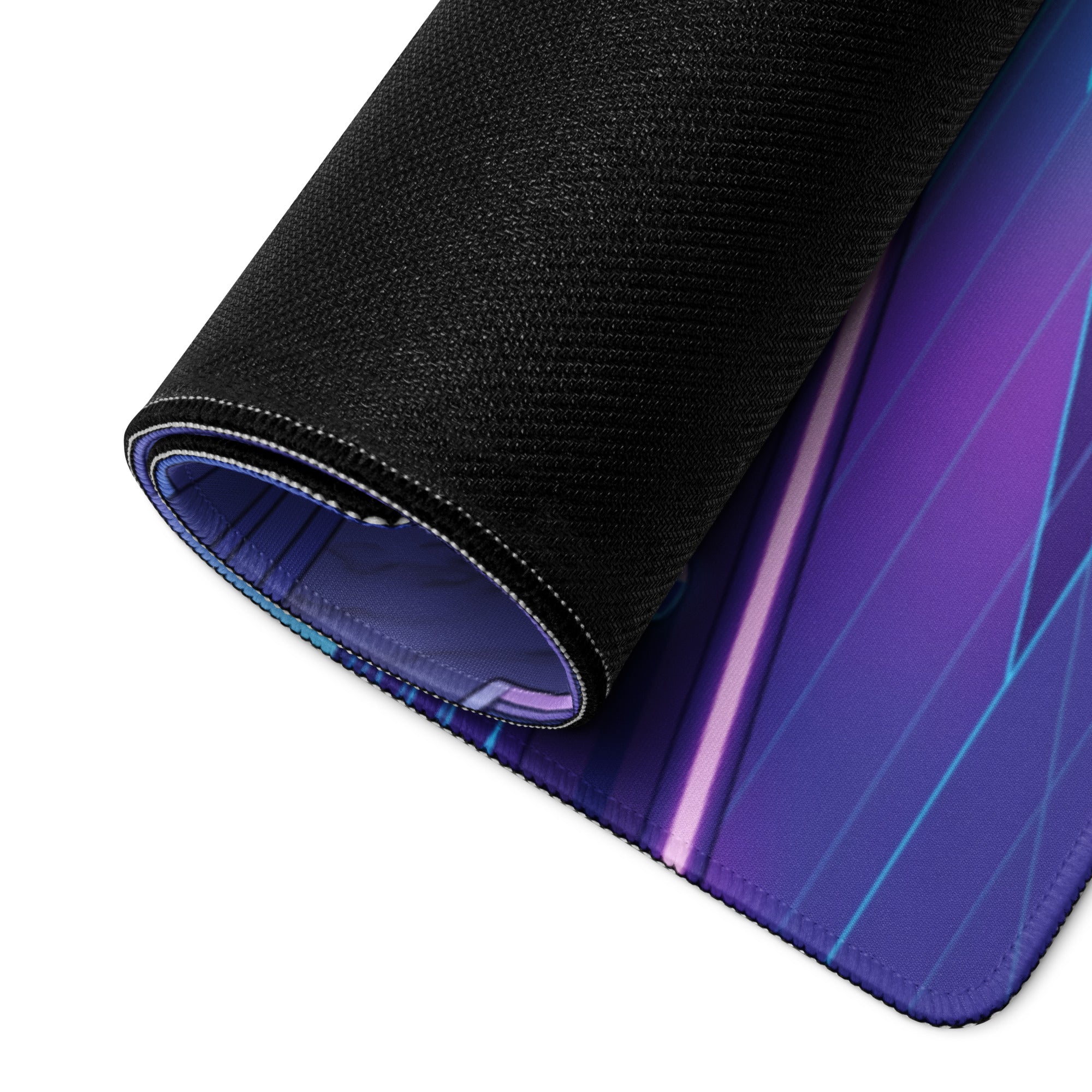 Ford Mustang Boss 302 Inspired Blue Purple Vaporwave Gaming Mouse Pad, Retro Muscle Car Desk Mat with Neon Futuristic City Artwork