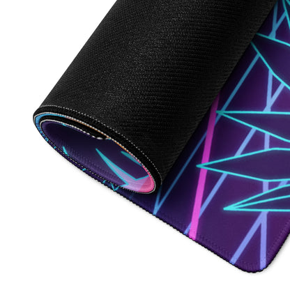 Porsche 911 Turbo 964 Inspired Orange Purple Vaporwave Gaming Mouse Pad, Classic Sports Car Desk Mat with Neon Grid Sunset and Palm Tree Artwork