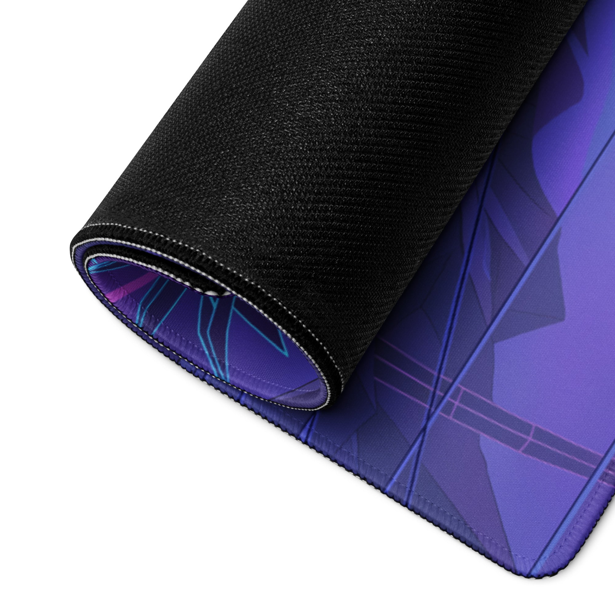 Porsche 911 Turbo 997 Inspired Black Purple Vaporwave Gaming Mouse Pad, Neon Sports Car Desk Mat with Retro Futuristic Sunset Artwork