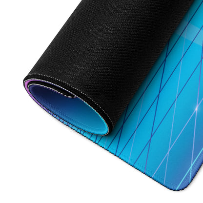 1957 Ford Fairlane 500 Inspired Burgundy Blue Vaporwave Gaming Mouse Pad, Classic American Coupe Desk Mat with Neon Grid Sunset Artwork