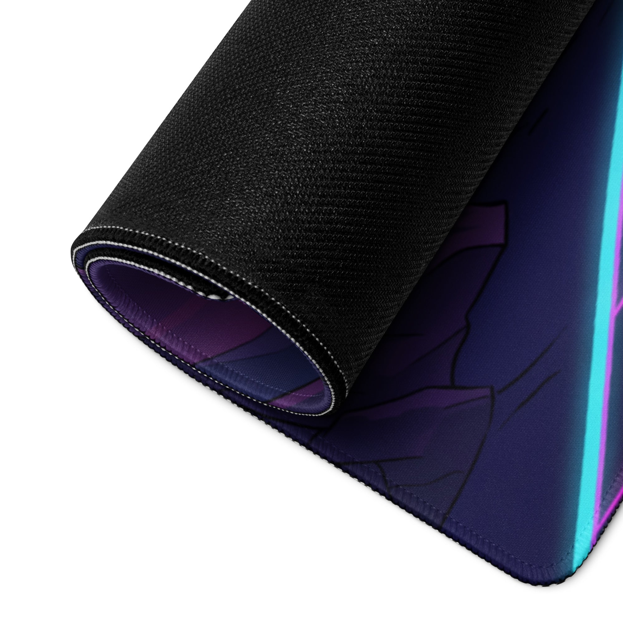DeLorean DMC-12 Inspired Silver Purple Vaporwave Gaming Mouse Pad, Retro Futuristic Sports Car Desk Mat with Neon Grid City Sunset Artwork