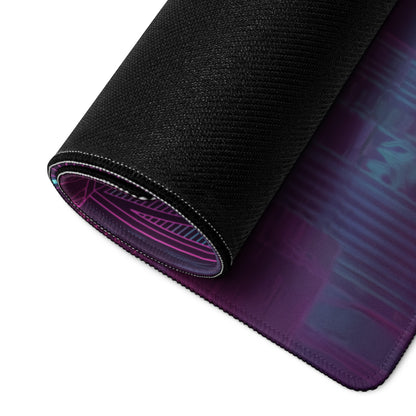 Porsche 911 GT2 993 Inspired Silver Pink Vaporwave Gaming Mouse Pad, Widebody Sports Car Desk Mat with Neon Grid Sunset and Palm Tree Artwork