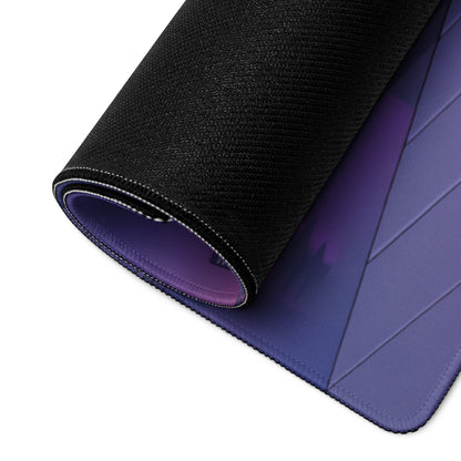 Porsche 911 993 Widebody Inspired Teal Purple Vaporwave Gaming Mouse Pad, Neon Sports Car Desk Mat with Futuristic City Garage Artwork