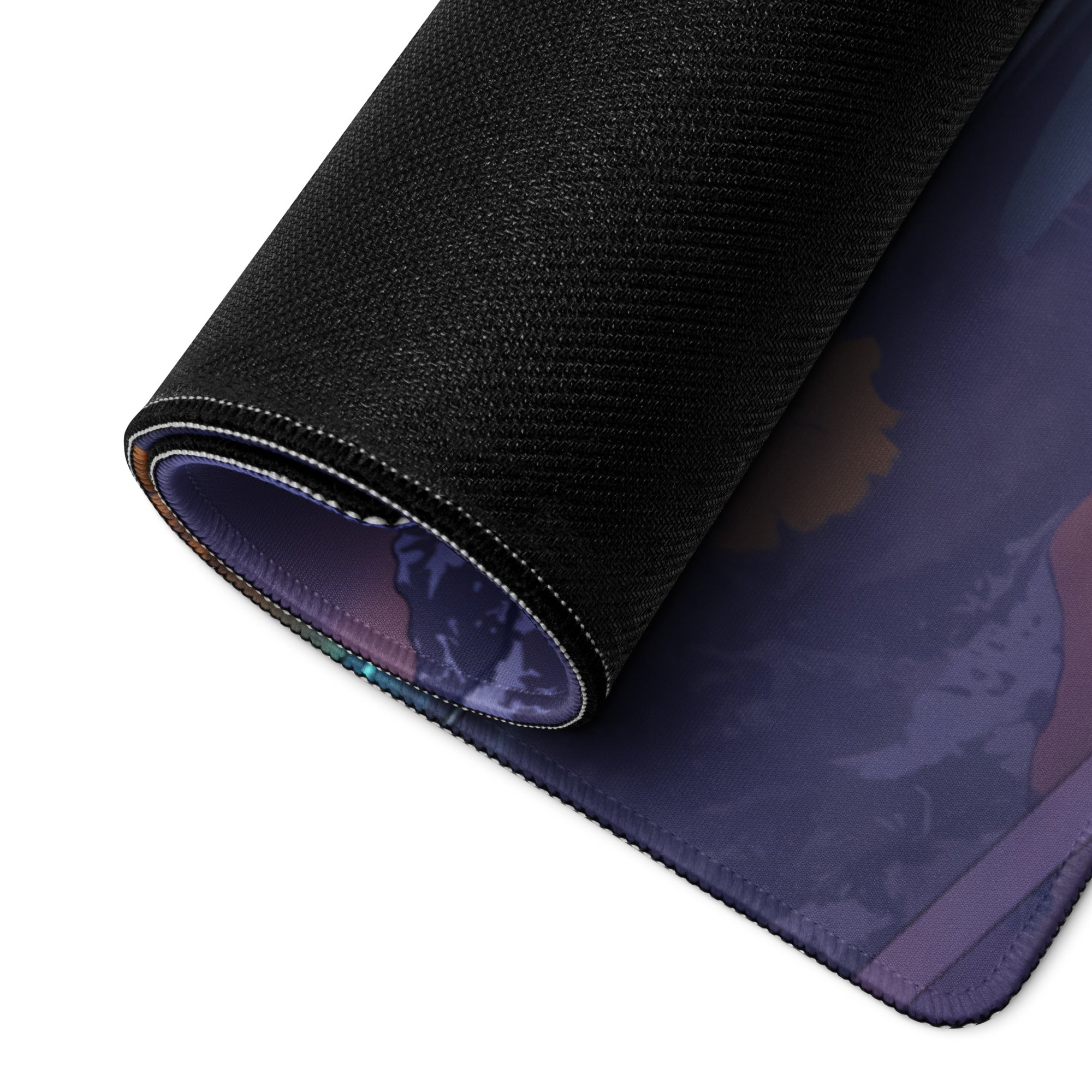 RWB Porsche 911 Turbo 964 Inspired Black Purple Vaporwave Gaming Mouse Pad, Classic Sports Car Desk Mat with Neon Mountain Sunset Artwork