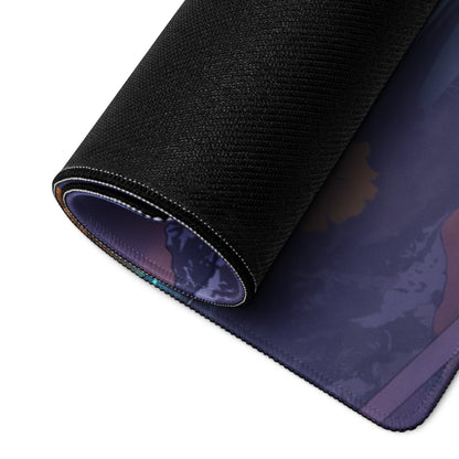 RWB Porsche 911 Turbo 964 Inspired Black Purple Vaporwave Gaming Mouse Pad, Classic Sports Car Desk Mat with Neon Mountain Sunset Artwork