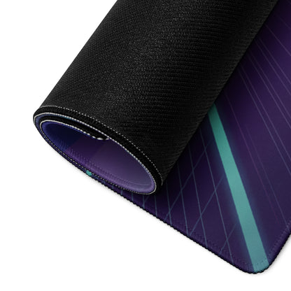 Chevrolet Corvette C2 Sting Ray Inspired Gold Purple Vaporwave Gaming Mouse Pad, Neon Highway Desk Mat with Retro Futuristic Classic Car Artwork