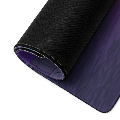 Dodge Challenger Inspired Green Purple Vaporwave Gaming Mouse Pad, Neon Retro Garage Desk Mat with Moody Classic Muscle Car Artwork